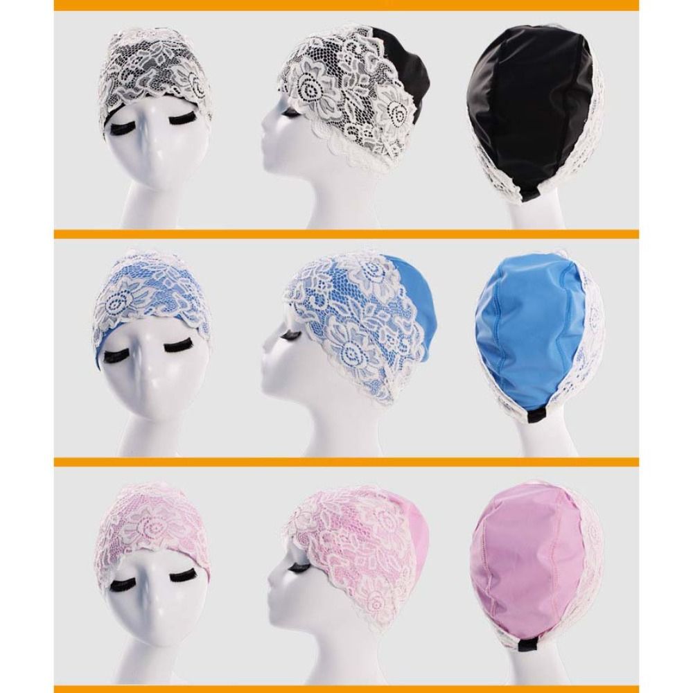 Fashion Protect Ears Lace Swim - Aquatic Sports Cap ulasan dan harga