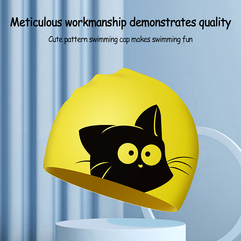 Cute Cat Swimming Cap For Long - Aquatic Sports Cap ulasan dan harga